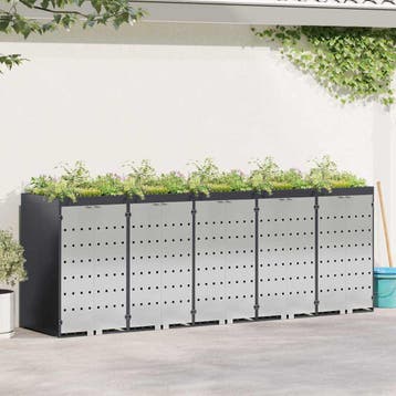 vidaXL Wheelie Bin opslag voor 3 bakken Roestvrij staal, Verzenden
