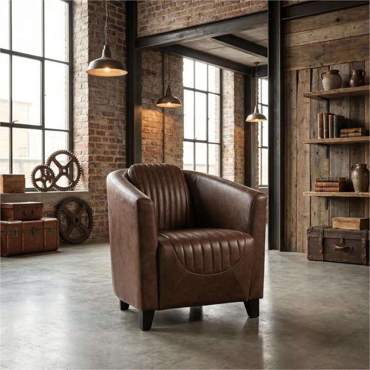 Leren fauteuil Press Special - Vintage Brown (bruin) -, Huis en Inrichting, Fauteuils, 50 tot 75 cm, 75 tot 100 cm, Nieuw, Leer