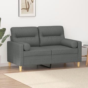 vidaXL Tweezitsbank met sierkussens 120 cm stof donkergrijs, Verzenden, Nieuw