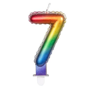 Regenboog Kaars 7 Jaar 8cm, Verzenden