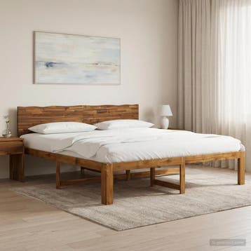 vidaXL Tweepersoonsbed met hoofdbord ROSTOCK Naturel 180 x, Huis en Inrichting, Slaapkamer | Bedden, Verzenden, Nieuw