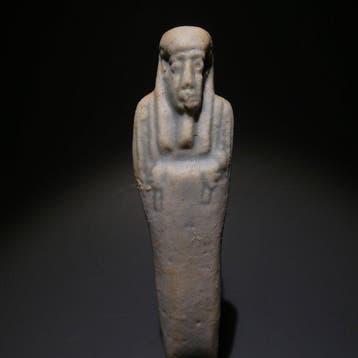 Oud-Egyptisch Faience Shabti. Hoogte 10,5 cm. 30e dynastie,, Verzamelen