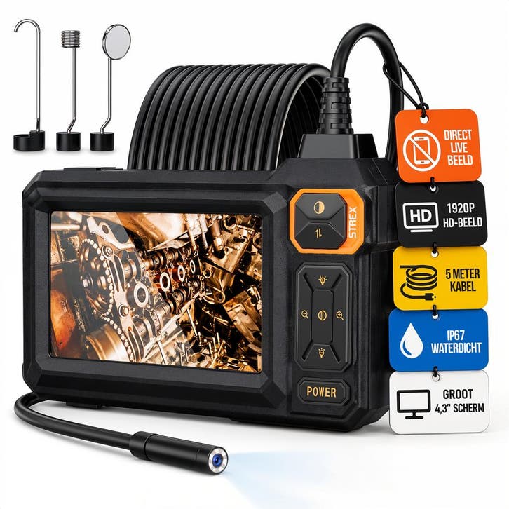 Strex Endoscoop met Scherm 5M - Inspectiecamera -, Bricolage & Construction, Instruments de mesure, Envoi