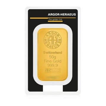 50 gram - Goud .999 - Argor-Heraeus - Verzegeld en met