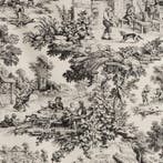 AA021 - Toile de Jouy Nero - Franse elegantie - Meubelstof -
