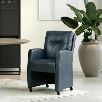 Set van 8 Leren eetkamerstoelen Sharp - Granada Blue, Ophalen of Verzenden, Nieuw, Leer