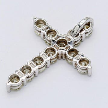 Pendentif en forme de croix - 14 carats Or blanc - 1.37ct.