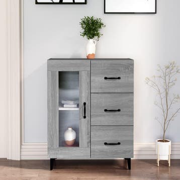 vidaXL Dressoir 69,5x34x90 cm bewerkt hout grijs sonoma, Verzenden