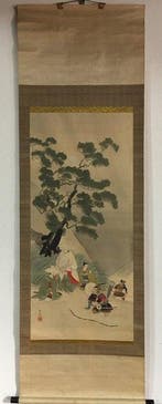 Samurai / Japanese Vintage Hanging Scroll KAKEJIKU / Silk /