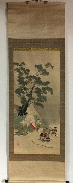 Samurai / Japanese Vintage Hanging Scroll KAKEJIKU / Silk /, Antiek en Kunst, Antiek | Overige Antiek