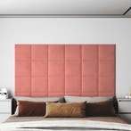 vidaXL Wand Hoofdbord 12 pcs Roze Fluweel, Verzenden