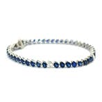 Bracelet - 14 carats Or blanc - 8.62ct. tw. Saphir - Diamant