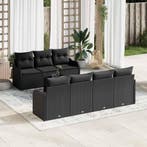 vidaXL Tuinbank Set met kussen 8 pcs Zwart Poly Riet en, Verzenden, Nieuw