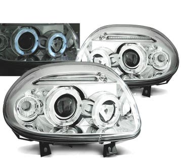 Phares Pour Renault Clio I 98-01 Angel Eyes Chromé, Autos : Pièces & Accessoires, Verzenden