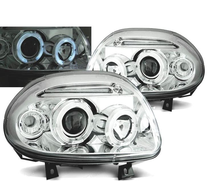Phares Pour Renault Clio I 98-01 Angel Eyes Chromé, Auto-onderdelen, Verlichting, Verzenden