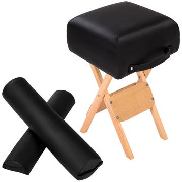 Hocker met 2 rolkussens - zwart, Verzenden, Nieuw