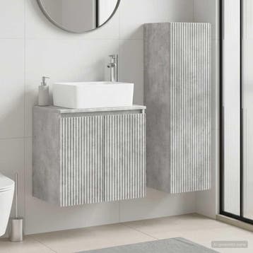 vidaXL Badkamermeubel Set 2 st Betongrijs 33 x 34,5 x 100 cm, Maison & Meubles, Tables | Coiffeuses, Verzenden