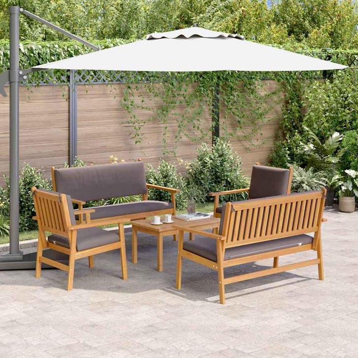 vidaXL Tuinbank Set 5 pcs Bruin Massief Acacia Hout, Tuin en Terras, Tuinsets en Loungesets, Nieuw, Verzenden