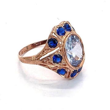 Zonder minimumprijs - Ring - 9 kt. Roségoud, Zilver Spinel -, Nieuw