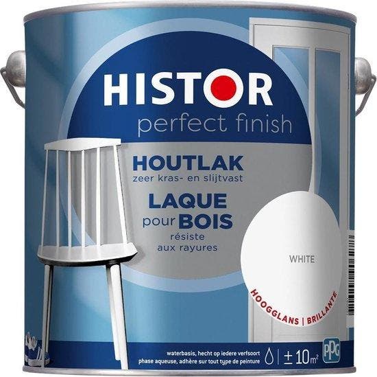 Histor Perfect Finish Houtlak Hoogglans Wit 2.5L, Doe-het-zelf en Bouw, Verf, Beits en Lak, Wit, Nieuw, Verzenden