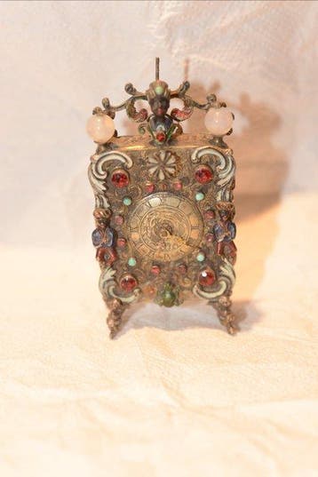 Horloge - Argent - 1850-1900 - Horloge de table Vienne, Antiquités & Art