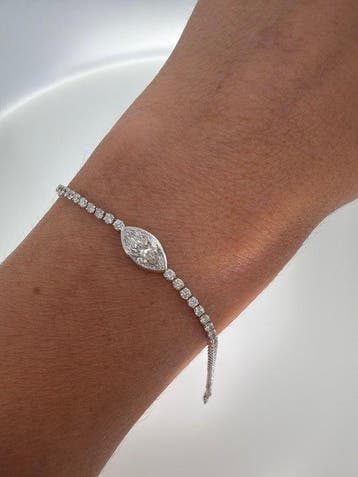 Zonder minimumprijs - Armband - 14 karaat Witgoud - 3.21ct.