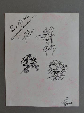 Pellos - Les Pieds Nickelés - 1 Dessin original dédicacé -