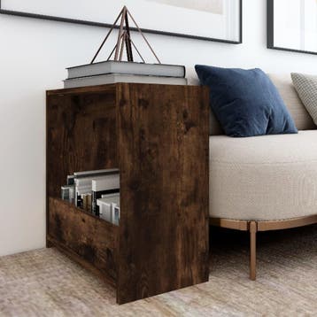 vidaXL Bijzettafel 50x26x50 cm bewerkt hout gerookt, Verzenden