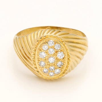 Bague - 18 carats Or jaune Diamant (Naturelle), Nieuw