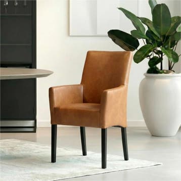 Set van 8 Leren eetkamerstoelen Just met armleuning -, Huis en Inrichting, Stoelen, Ophalen of Verzenden, Nieuw, Leer