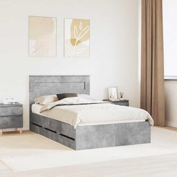 vidaXL Bedframe met lade Beton Grijs 135 x 190 cm, Verzenden