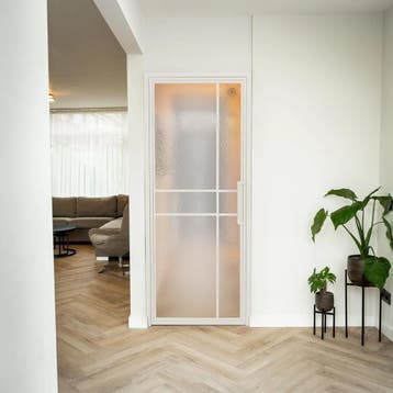 Stalen Binnendeur Wit 6 Vlaks Kathedraalglas Luxe design, Binnendeur