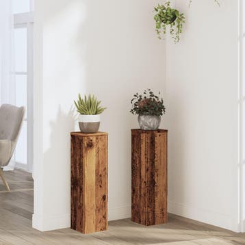 vidaXL Plantenstandaards 2 st 17x17x60 cm bewerkt hout oud, Verzenden