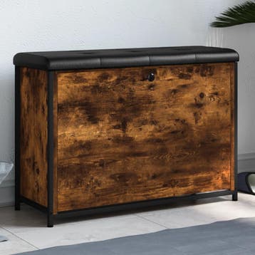 vidaXL Schoenenbankje met klaplade 82x32x56 cm gerookt, Huis en Inrichting, Verzenden, Nieuw