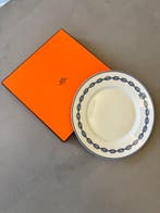 Hermès - Assiette à dîner - Chaine dancre bleu - Porcelaine