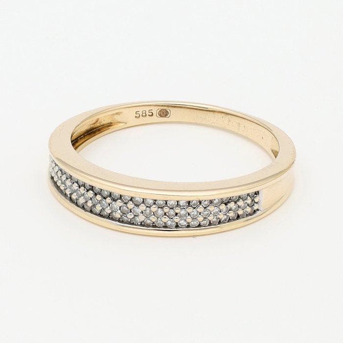 Ring - 14 karaat Geel goud Diamant (Natuurlijk), Bijoux, Sacs & Beauté, Bagues