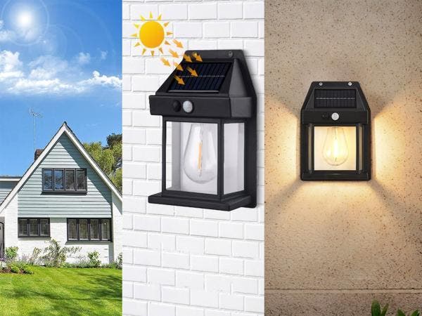 Veiling - Solar lantaarn met sensor, Tuin en Terras, Buitenverlichting