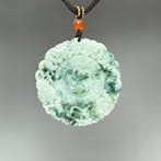 Gecertificeerde jadeiet (A-jade) Bloem-vogel hanger -