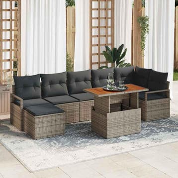 vidaXL Tuinbank Set 8 st Grijs en Bruin, Verzenden, Nieuw