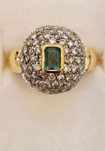 Bague - 18 carats Or jaune, Or blanc - Italie Années 80, Bijoux, Sacs & Beauté, Bagues