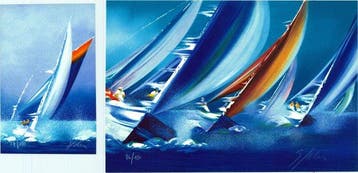 Victor Spahn (1949) - Lot de 2 lithographies - Voiliers en