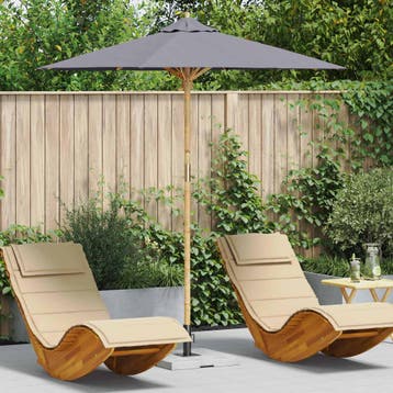vidaXL Tuinparasol Rond Ø 217 x 230 cm Bamboe Donkergrijs, Verzenden, Nieuw