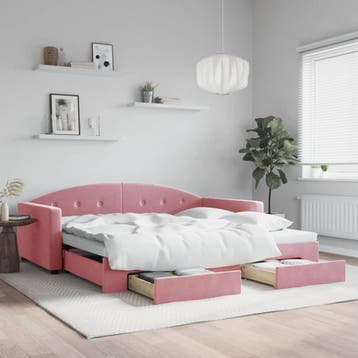 vidaXL Slaapbank met onderschuifbed en lades 100x200 cm, Verzenden, Nieuw