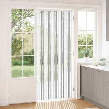vidaXL Insecten Gordijn Chenille Lichtgrijs en wit 90 x 220, Verzenden