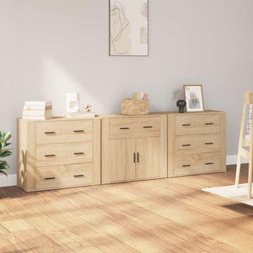 vidaXL Dressoirs 3 st bewerkt hout sonoma eiken, Verzenden
