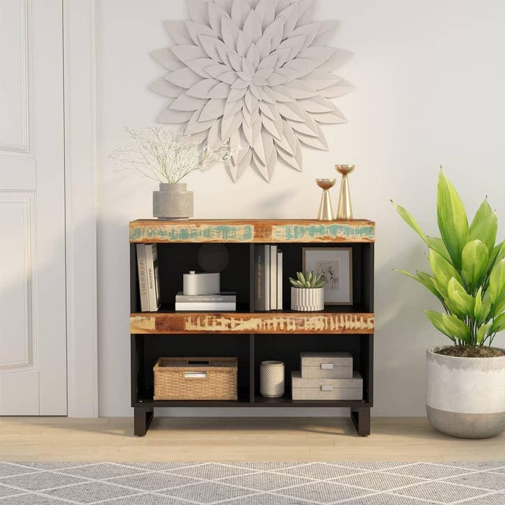 vidaXL Bijzetkast 85x33x75 cm massief gerecycled hout, Huis en Inrichting, Slaapkamer | Nachtkastjes, Nieuw, Verzenden