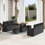 vidaXL Tuinbank Set met kussen met opslag 9 pcs Zwart, Verzenden, Nieuw