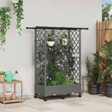 vidaXL Verhoogd Bed met Trellis en Dak Lichtgrijs 124 x 40 x, Verzenden, Nieuw