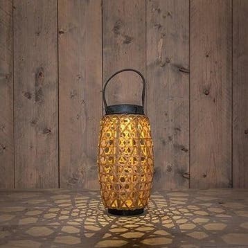 Solar lantern windlicht bamboe annas collection 18x18x32 cm