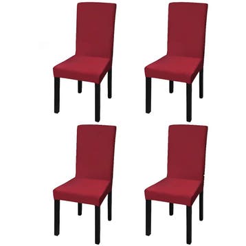 vidaXL Stoelhoezen 4 st stretch recht bordeaux, Verzenden, Nieuw